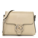 Dollar Calfskin Interlocking G Crossbody Bag Mystic White