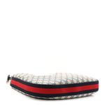 GG Supreme Monogram Textured Calfskin Web Large Attache Shoulder Bag Beige Blue