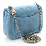 Denim Quilted Sweetheart Mini Flap Blue