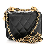 Calfskin Quilted Perfect Fit Coin Purse With Chain Black