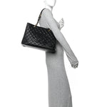 Caviar Quilted Grand Shopping Tote GST Black