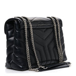 Calfskin Y Quilted Monogram Small Loulou Chain Satchel Black