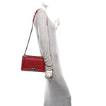 Caviar Quilted Medium Boy Flap Red