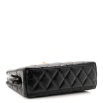 Shiny Aged Calfskin Quilted Nano Kelly Shopper Black