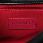 Shiny Lambskin Flap Clutch With Chain Black