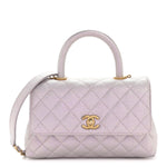 Metallic Caviar Quilted Mini Coco Handle Flap Light Pink
