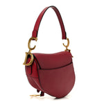 Grained Calfskin Saddle Bag Red