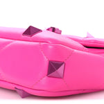 Nappa Lacquer Monochrome Small Roman Stud Shoulder Bag Pink PP
