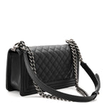 Grained Calfskin Quilted Medium Boy Flap Black