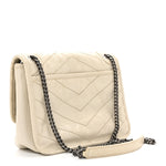 Crinkled Calfskin Matelasse Monogram Baby Niki Chain Satchel White