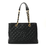 Caviar Quilted Grand Shopping Tote GST Black