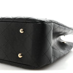 Caviar Quilted Large Shopping Tote Black