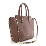 Vitello Small Rockstud Double Handle Tote Antique Rose