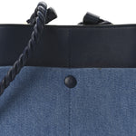 Linen Calfskin Small Key Bucket Bag Blue