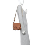 Calfskin Jacquard Small Gate Dual Bag Tan