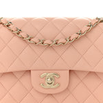Lambskin Quilted Small Double Flap Light Orange