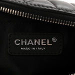 Lambskin Quilted Banane Waist Bag Fanny Pack Black
