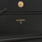 Lambskin Quilted Chain Around Wallet On Chain WOC Black
