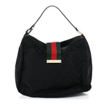 Monogram Large New Ladies Web Hobo Black