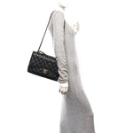 Caviar Quilted Jumbo Double Flap Black