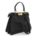 Vitello Seta Shiny Nappa Medium Peekaboo I SEE U Satchel Black Light Rose