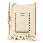 Calfskin Quilted Fringe Small Shopping Bag White