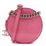 Patent Round As Earth Evening Bag Pink