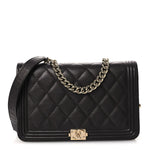 Caviar Quilted Boy Wallet On Chain WOC Dark Brown