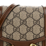 GG Supreme Monogram Mini Horsebit 1955 Crossbody Bag Beige Brown Sugar