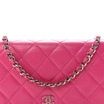 Caviar Quilted Wallet on Chain WOC Pink
