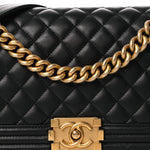 Lambskin Quilted Medium Boy Flap Black