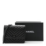 Aged Calfskin Chevron Quilted Reissue 2.55 Square Wallet On Chain WOC So Black