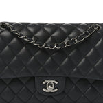 Iridescent Caviar Quilted Medium Double Flap Black