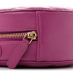Lambskin Quilted Round Pearl Crush Clutch With Chain Purple