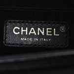 Calfskin Chevron Quilted Medium Boy Flap Black