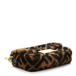 Shearling Vitello Dolce Macro FF 1974 Mini Baguette Tobacco Black
