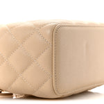 Caviar Quilted Small Tiny CC Vanity Case With Chain Beige