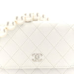 Lambskin Quilted Mini Pearl Wallet On Chain WOC White