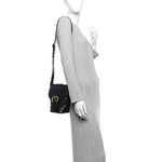 Shiny Calfskin Camera Crossbody Black