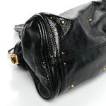 Crinkled Patent Medium Paddington Satchel Black