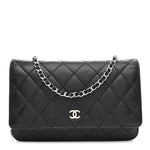 Caviar Quilted Wallet on Chain WOC Black