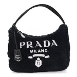 Terry Cloth Mini Re-Edition 2000 Bag Black White