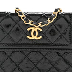 Shiny Aged Calfskin Quilted Waist Belt Bag Black