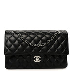 Lambskin Quilted Medium Double Flap Black
