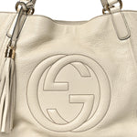 Pebbled Calfskin Medium Soho Shoulder Bag Off White