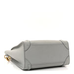 Drummed Calfskin Nano Luggage Pearl Blue