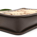 Monogram Jumbo GG Textured Dollar Calfskin Web Mini Crossbody Bag Camel Ebony New Acero
