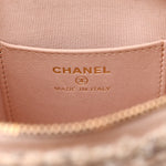Cotton Wool Tweed Sequin Quilted Shiny Coco Clutch With Chain Light Pink Beige Ecru