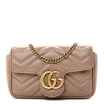 Calfskin Matelasse Super Mini GG Marmont Shoulder Bag Porcelain Rose