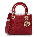 Patent Cannage Small Lady Dior Cherry Red